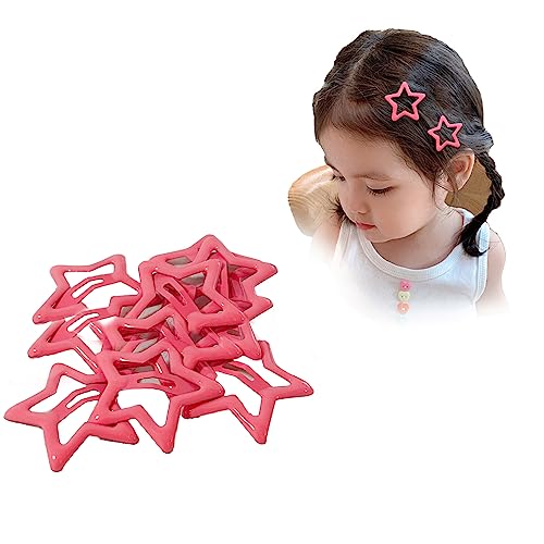 Star Hair Clips Metal Snap Barrettes Light Red Y2K 10Pcs
