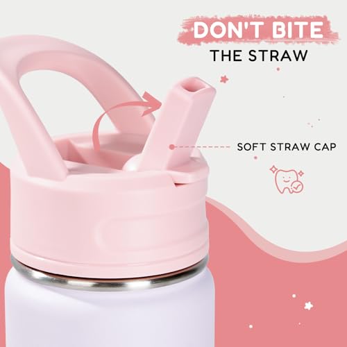Fijinhom 12oz Kids Water Bottle with Straw - Leak-Proof Stainless Steel