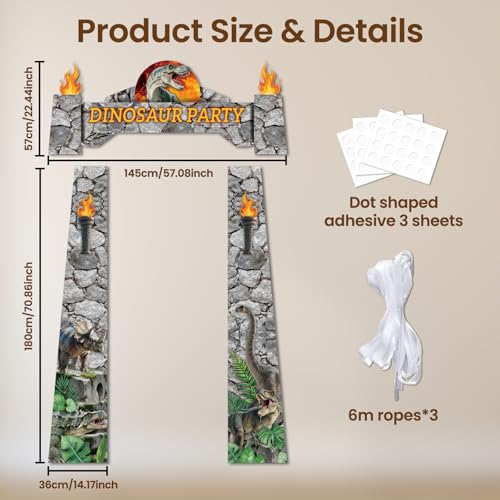 Dinosaur Party Decorations Set - 3PC Porch Banner & Backdrop