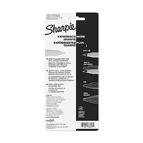 Sharpie Retractable Permanent Markers, Ultra Fine Point, Black, 3-Pack