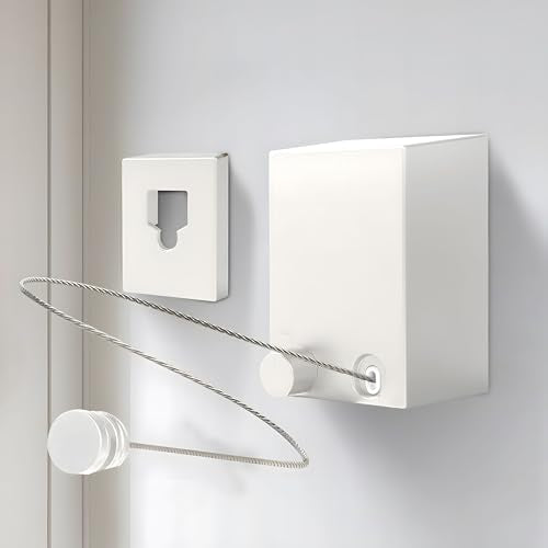 XIOQINE White Retractable Clothesline Indoor & Outdoor Laundry Line, No Sagging