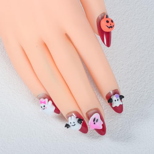 90 Pcs Halloween Resin Nail Charms 3D Pumpkin Ghost Bat Gothic Gems