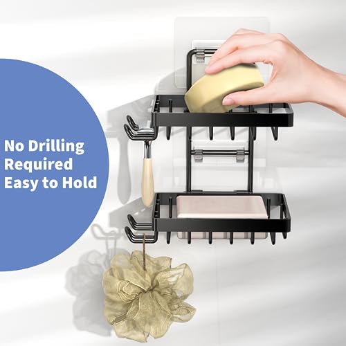 Moforoco Wall-Mounted Soap Holder - Stainless Steel with Hooks