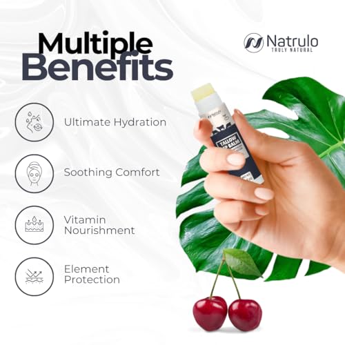 Natrulo Beef Tallow Lip Balm - Grass Fed Tallow & Beeswax Cherry Chapstick