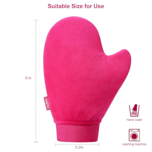 CeleCily Self Tanning Mitt Applicator - Double-Sided Velvet Sunless Tanner Glove with Waterproof Lining