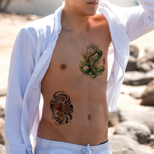 Briyhose Realistic Dragon Temporary Tattoos 8-Sheet Large 3D Fake Tattoo