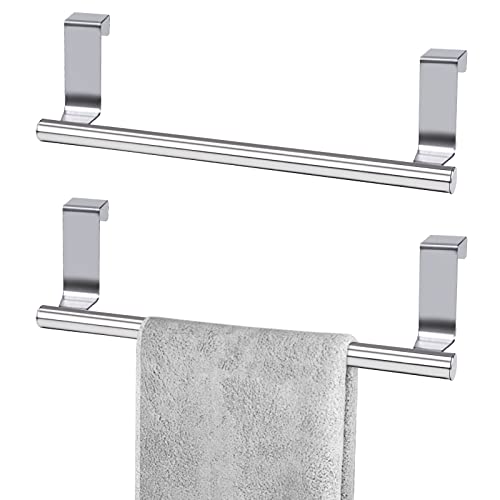 Stainless Steel Towel Rack Holder - 2 Pack Over-the-Door Kitchen & Bathroom