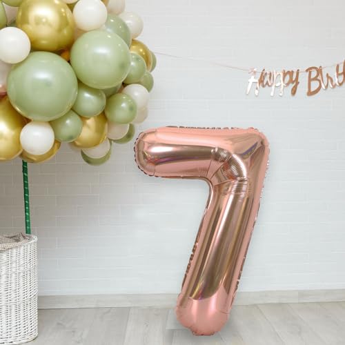 40 Inch Rose Gold Number 7 Balloon - Helium Foil Party Decoration