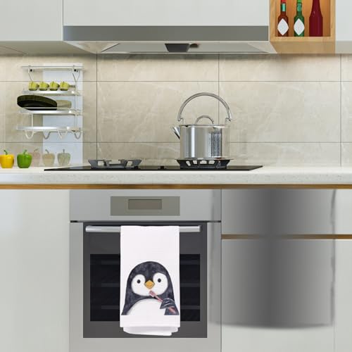 KAOWT Penguin Bathroom Hand Towels - Cute Animal Kids Gift, 16x24 Inches