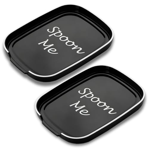 Homquen Spoon Rest - Black Plastic Kitchen Gadget Holder, 5.7x4.3 Inch