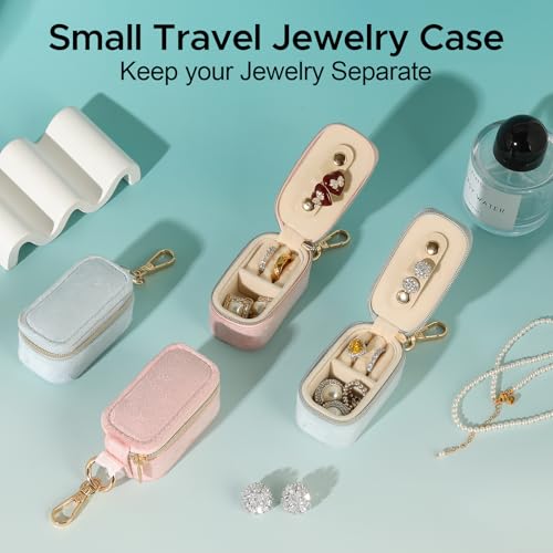 Blue Portable Travel Jewelry Box Keychain - Organizer for Rings, Necklaces & Earrings
