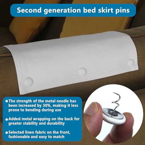 Linen Bed Skirt Twist Pins - 12 Pack, Rice White
