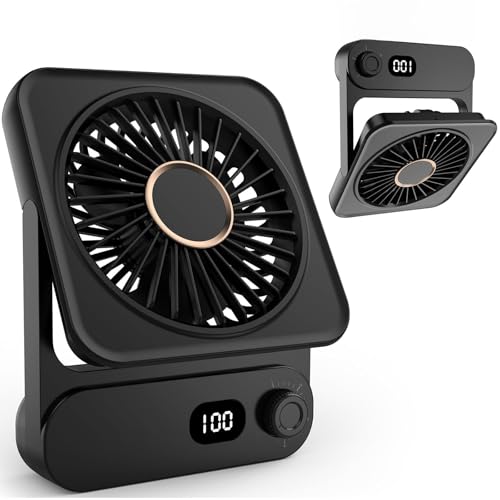 Portable Magnetic Mini Fan - 4000mAh Rechargeable, Black, Small