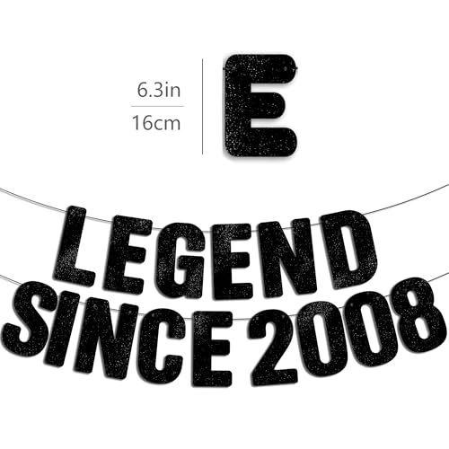 Happy 18th Birthday Banner - Pre-Strung Black Glitter Decor
