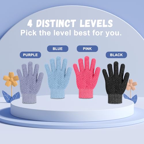 Exfoliating Dual Texture Bath Gloves for Body Scrub and Dead Skin Removal