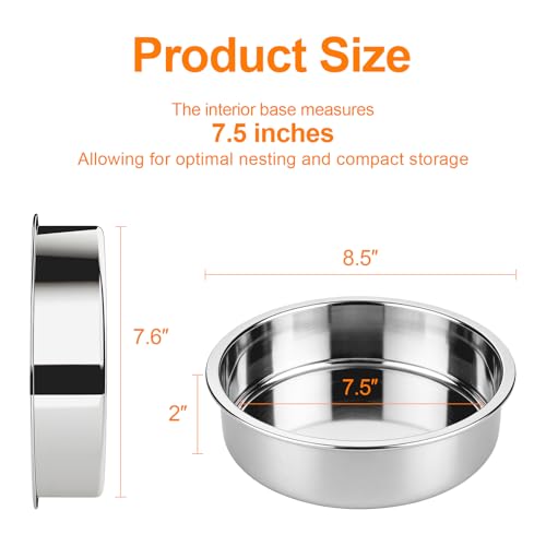 Tifanso 3-Piece 8-Inch Round Stainless Steel Cake Pans for Even Baking