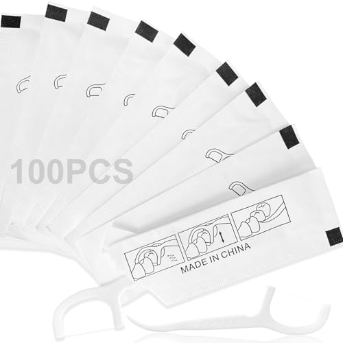 Garrelett 100 Count Individually Wrapped Floss Picks for Travel and Wedding