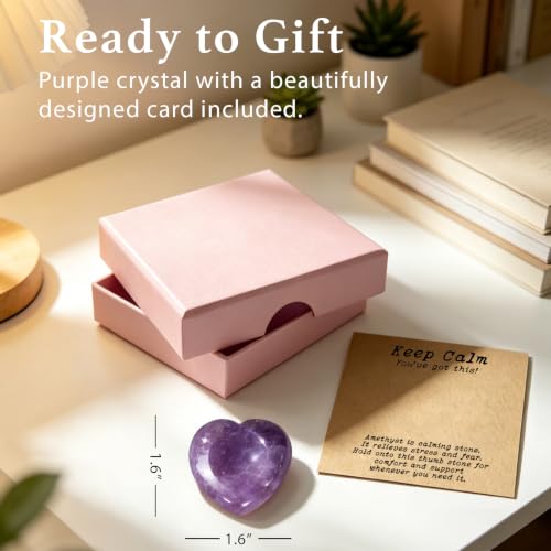 Amethyst Anxiety Support Gift for Women - Stress Relief Worry Stone