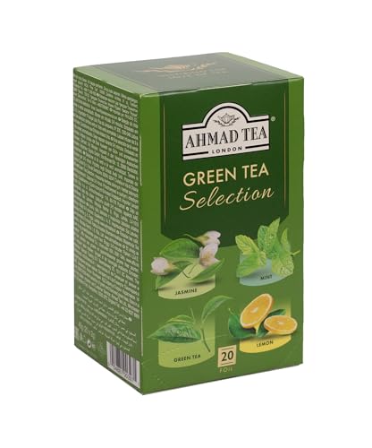 Ahmad Tea Green Tea Selection Variety Pack - 20 Tagged Tea Bags