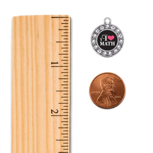 Math Nerd Silver Christmas Ornament - Snowman Circle Charm with Cubic Zirconia