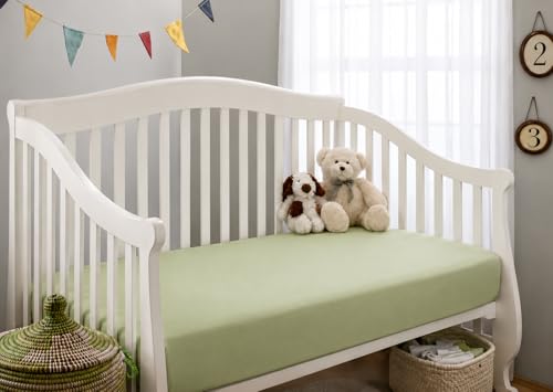 TL Care 100% Cotton Jersey Fitted Crib Sheet, Celery Green, 28x52