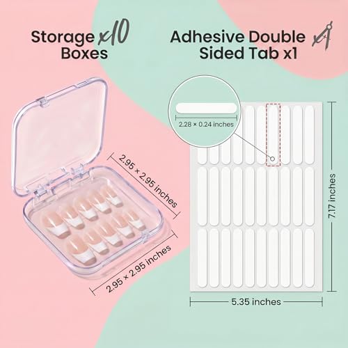 10 Clear Press-On Nail Storage Boxes with Adhesive Strips