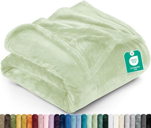 Utopia Bedding Twin Size Sage Green Fleece Bed Blanket 60x80 Inches