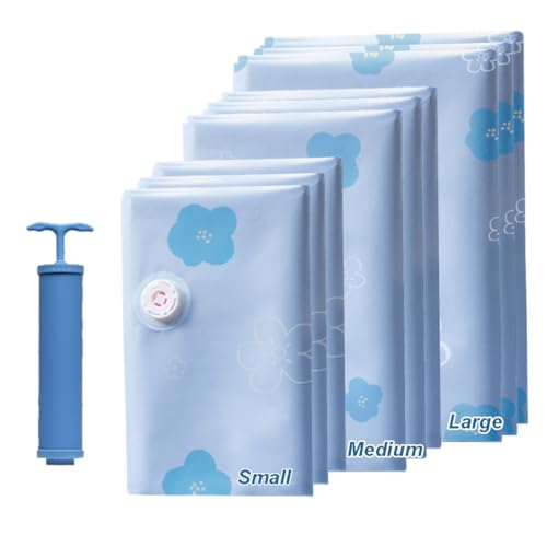 9 Pack Vacuum Storage Bags for Clothing - Space Saver & Compression