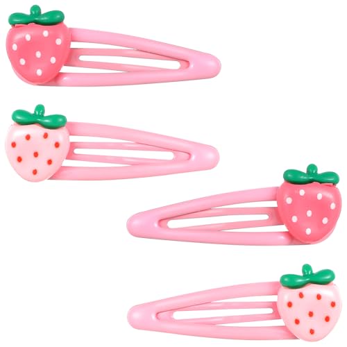 Mabor Pink Strawberry Hair Clips 4-Piece Cute Resin Barrette Set