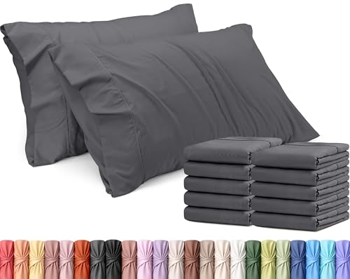 Ultra Soft Grey Pillow Cases Set of 4 - Standard Size Microfiber