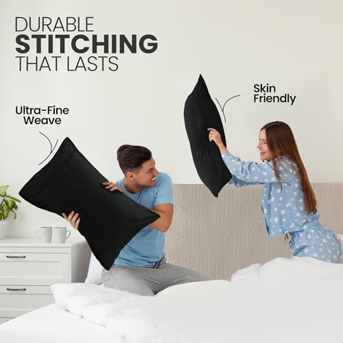 Standard Black Pillow Case Set of 12 - Ultra Soft Microfiber Covers