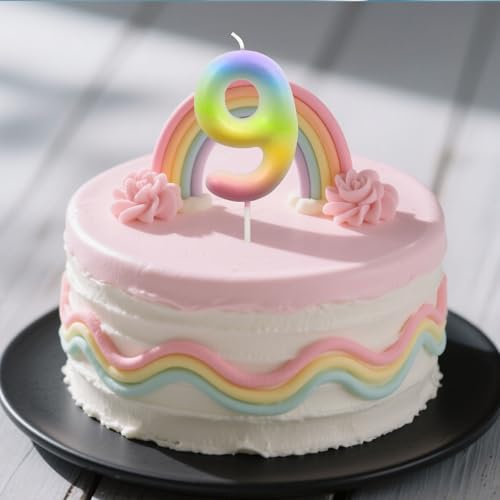 Rainbow Number 4 Birthday Candle - Colorful Cake Topper