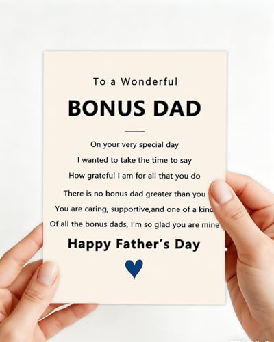 Thoughtful Step Dad Father's Day Card - 5x7 with Kraft Envelope