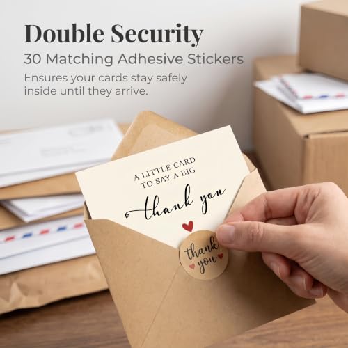 XXINMOH 25-Pack Premium Thank You Cards with Envelopes, 350GSM Cardstock