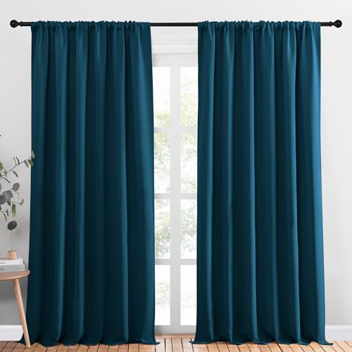 NICETOWN 2 Panels Blackout Curtains, Moroccan Blue 70" x 95"