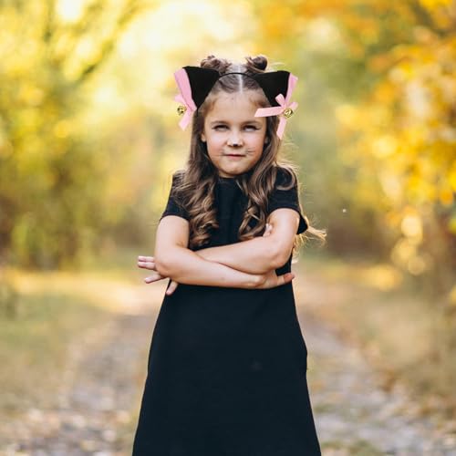 Black Cat Ear Headband with Pink Bow and Bell, Flurry Cosplay Costume