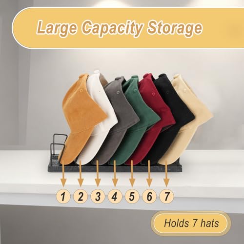 Hat Organizer for 7 Baseball Caps - Anti-Tip Display Stand