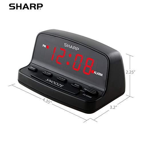 Sharp Digital Alarm Clock, Red LED Display with Battery Back-up (Pack of 4)