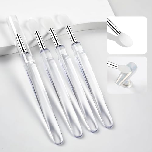 MOLILON 10 Pcs Silicone Nail Art Brushes with Caps for Chrome Powder
