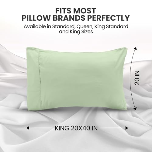 Utopia Bedding King Size Pillow Cases, Set of 4, Sage Microfiber Covers