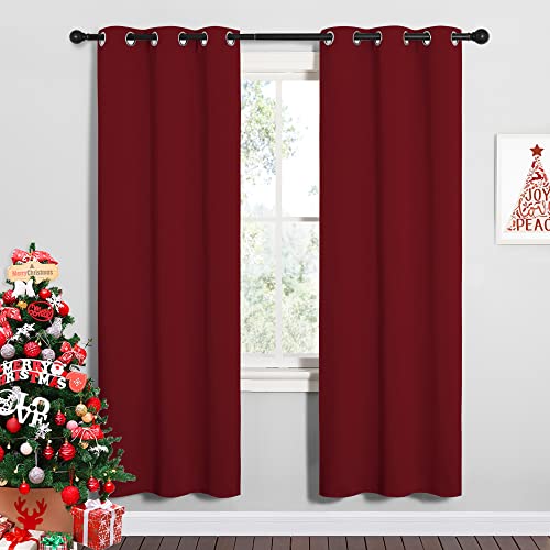 NICETOWN Burgundy Red Blackout Curtains - 34" x 72" - 2 Panels