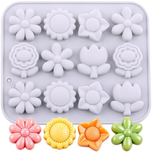 Flower Silicone Candy Molds - Sunflower & Tulip Chocolate Mold