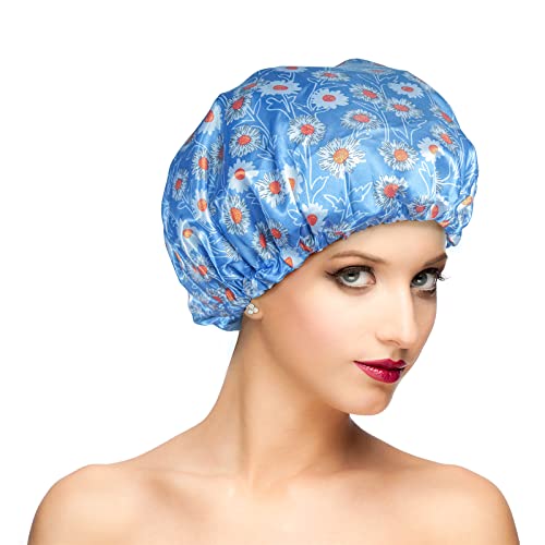 Fishent Oversized Waterproof Shower Cap for Long Hair with PEVA Lining