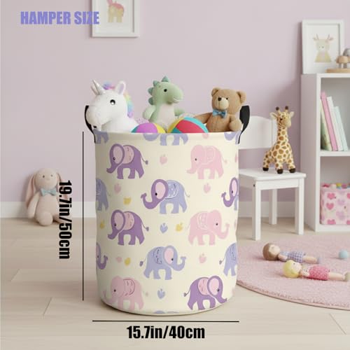 Pink Purple Elephant Baby Laundry Basket & Toy Organizer
