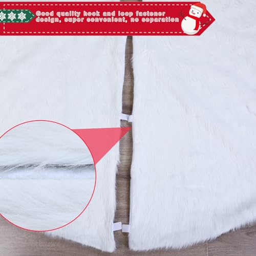 80-Inch White Faux Fur Christmas Tree Skirt - Classic Holiday Decoration