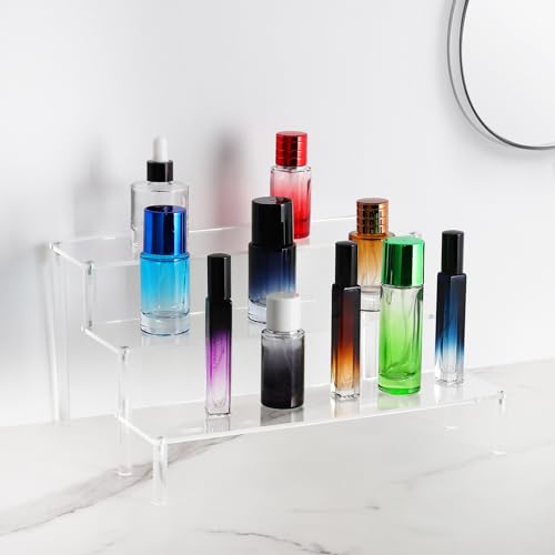 WEERSHUN 3-Tier Acrylic Display Stand, Clear Tabletop Organizer for Figures