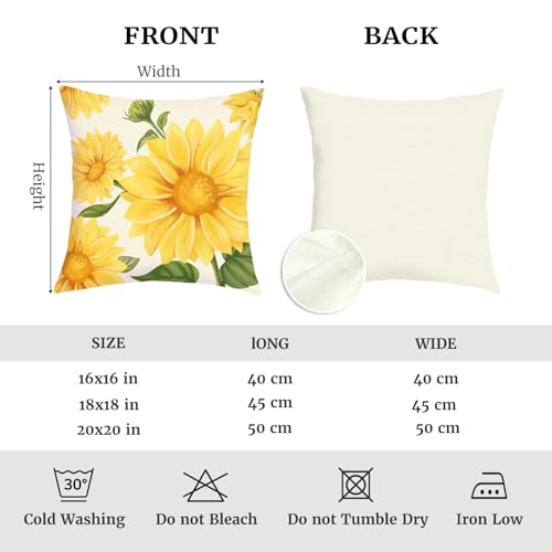 Summer Yellow Sunflower Throw Pillow Covers - Set of 4, 18x18