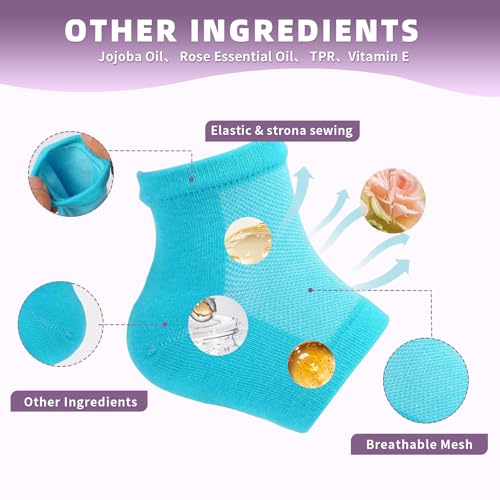 Silicone Gel Heel Socks for Dry Cracked Feet 2 Pairs Moisturizing