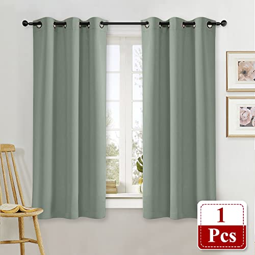 NICETOWN Blackout Curtain Panel, Greyish Green, 42" x 63", Grommet Top