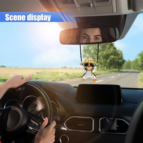 Swinging Duck Car Rear View Mirror Charm - Cute Auto Decoration